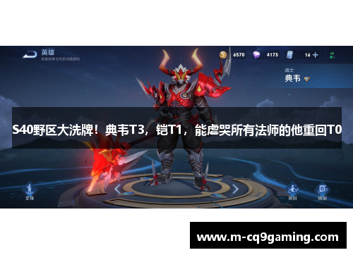 S40野区大洗牌！典韦T3，铠T1，能虐哭所有法师的他重回T0
