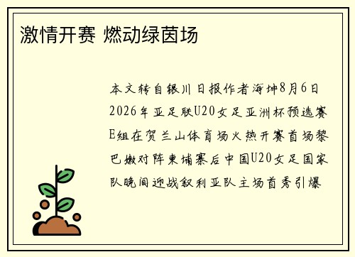 激情开赛 燃动绿茵场